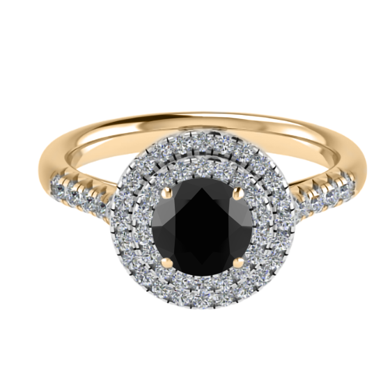 Black Diamond Shoulder Set Ring