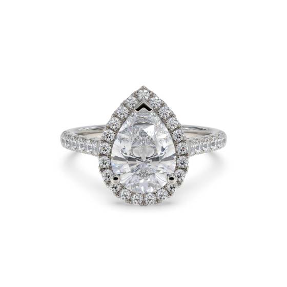2.00ct VVS1/D Pear Cut Labgrown Diamond Halo Shoulder Set Ring