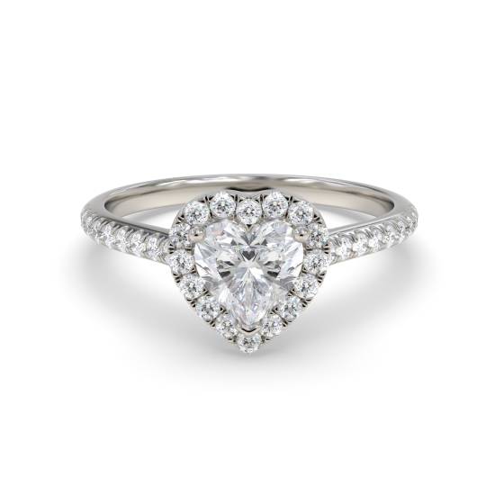 Heart Diamond Single Halo Shoulder Set Ring