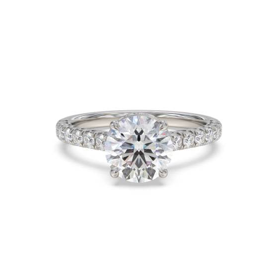 Round Diamond Single Hidden Halo Shoulder Set Ring