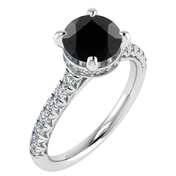 Black Diamond Shoulder Set Ring