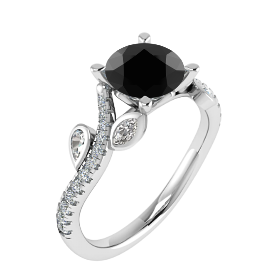 Black Diamond Shoulder Set Ring