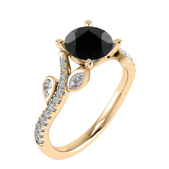 Black Diamond Shoulder Set Ring