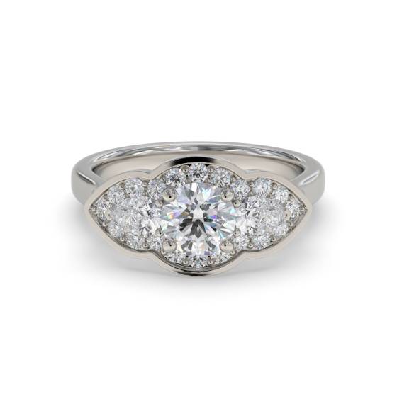 Round Diamond Bezel Set Designer Ring