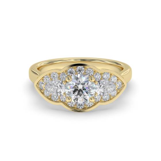 Round Diamond Bezel Set Designer Ring