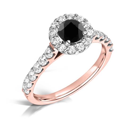 Black Diamond Shoulder Set Ring