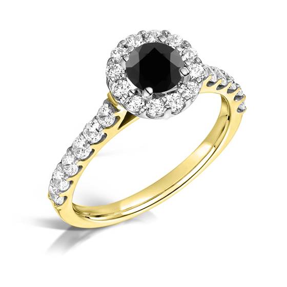 Black Diamond Shoulder Set Ring