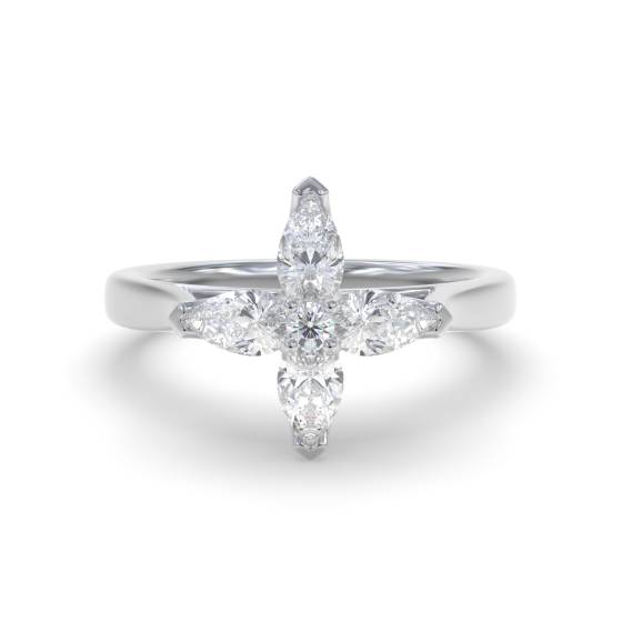 1.25ct Pear Diamond Flower Cluster Ring