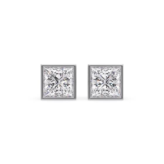 Princess Diamond Bezel Set Rub Over Earrings