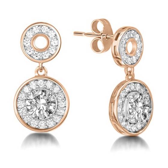 Round Diamond Single Halo Earrings