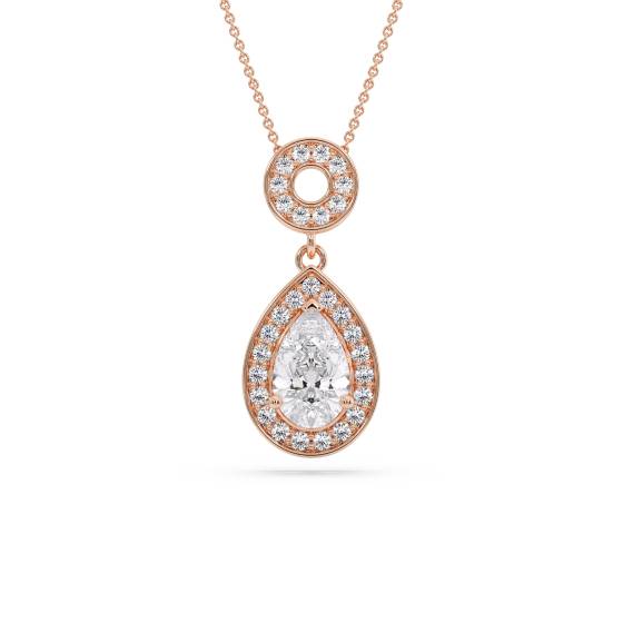 Round Diamond Single Halo Pendant