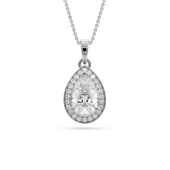 Pear Diamond Single Halo Pendant
