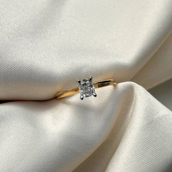 0.70ct VS2/F Cushion Cut Natural Diamond Solitaire Ring