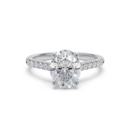 0.50ct VS2/H Oval Cut Natural Diamond Shoulder Set Ring