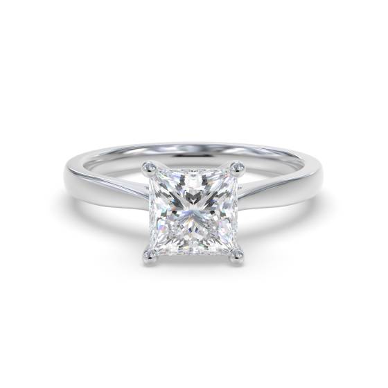 1.05ct VVS2/E Lab Grown Princess Diamond Solitaire Ring in 18k White Gold