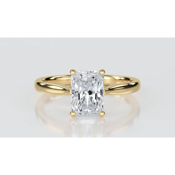 2.05ct VVS2/D Lab Grown Radiant Diamond Solitaire Ring in 9k Yellow Gold