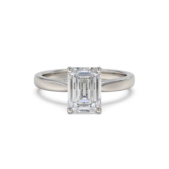 0.90ct VVS2/D Lab Grown Emerald Diamond Solitaire Ring in Platinum