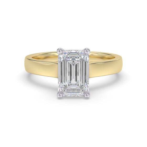 1.53ct VVS2/D Lab Grown Emerald Diamond Solitaire Ring in 18k Yellow/White Gold