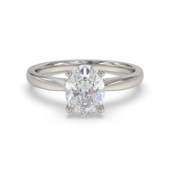 3.00ct VVS2/F Lab Grown Oval Diamond Solitaire Ring in Platinum