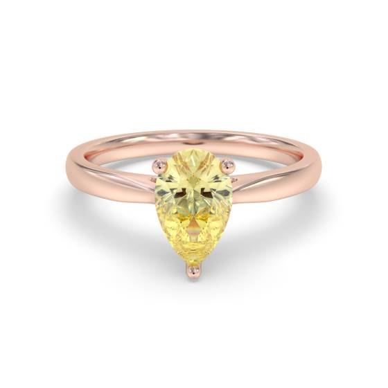 Fancy Yellow Pear Diamond Solitaire Ring