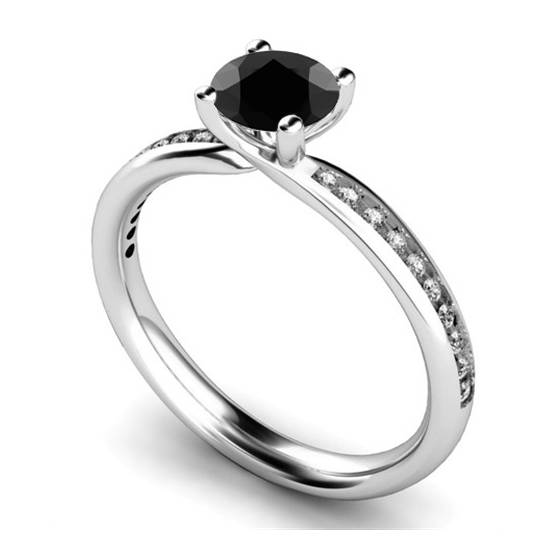 Black Diamond Shoulder Set Ring