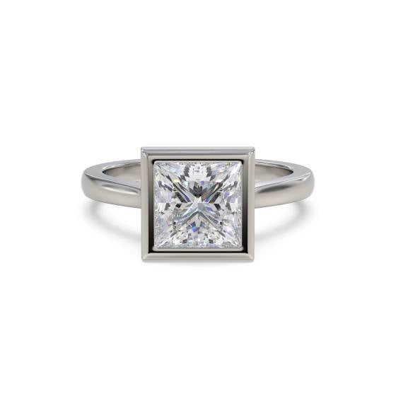Princess Diamond Bezel Set Engagement Ring