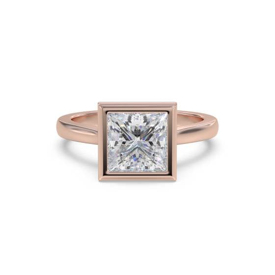 Princess Diamond Bezel Set Engagement Ring