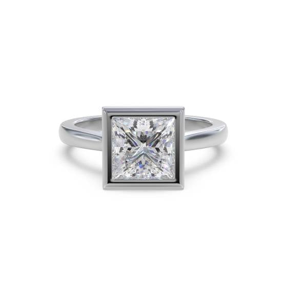 Princess Diamond Bezel Set Engagement Ring