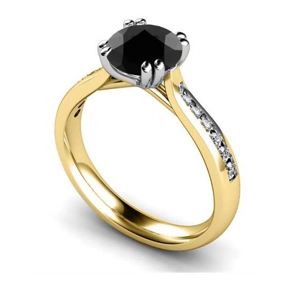 Black Diamond Shoulder Set Ring