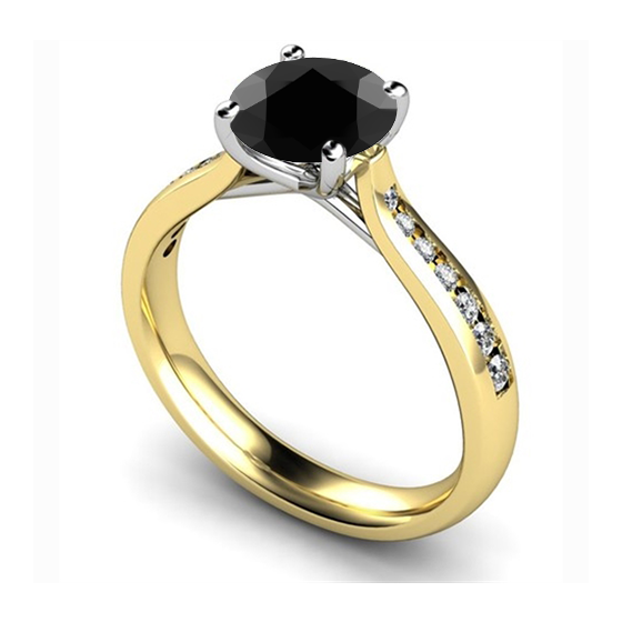 Black Diamond Shoulder Set Ring