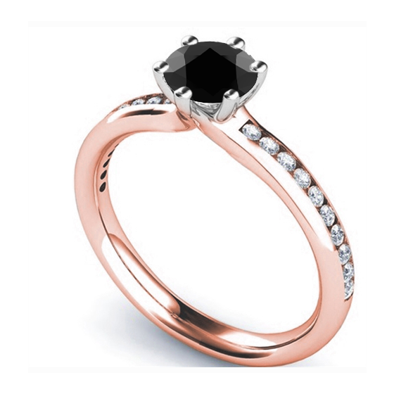 Black Diamond Shoulder Set Ring