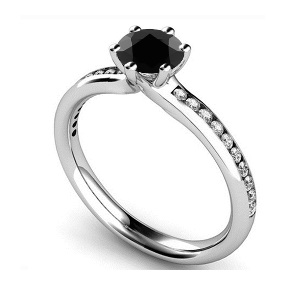 Black Diamond Shoulder Set Ring