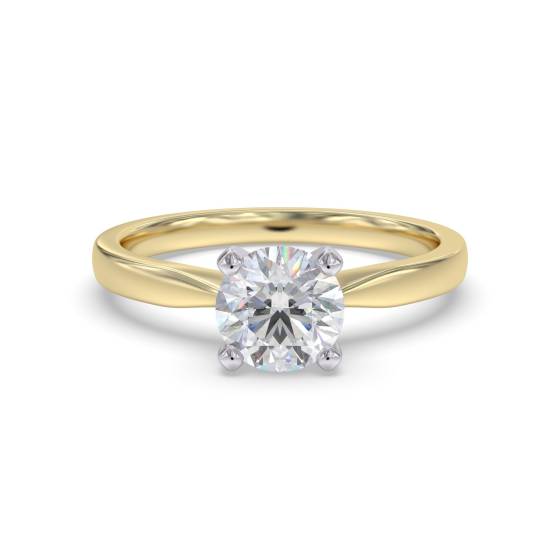 0.63ct VVS2/D Lab Grown Round Diamond Solitaire Ring in 18k Yellow/White Gold