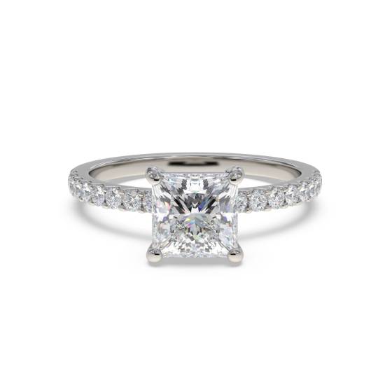 Princess Diamond Shoulder Set Ring