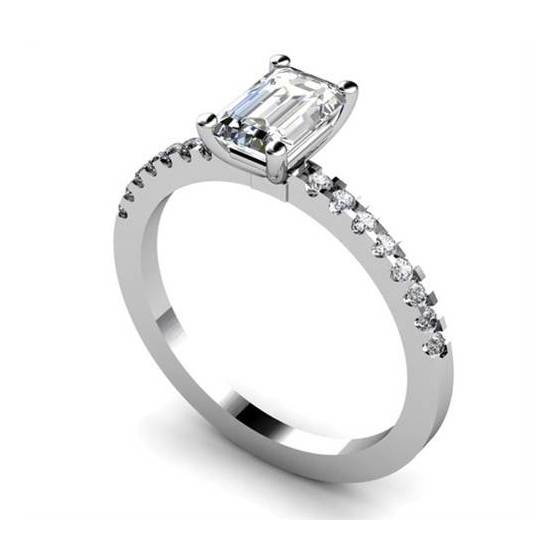 1.00ct IF/G Emerald Cut Natural Diamond Shoulder Set Ring