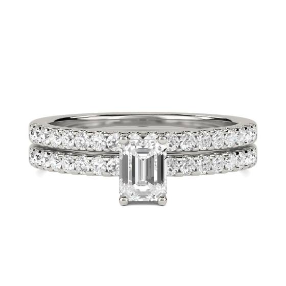 0.80ct VS1/E Emerald cut Lab Grown Diamonds Bridal Set Ring