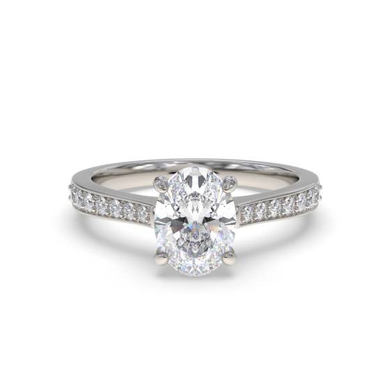 Oval Diamond Shoulder Set Ring