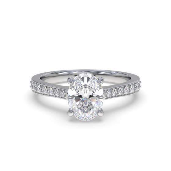 Oval Diamond Shoulder Set Ring