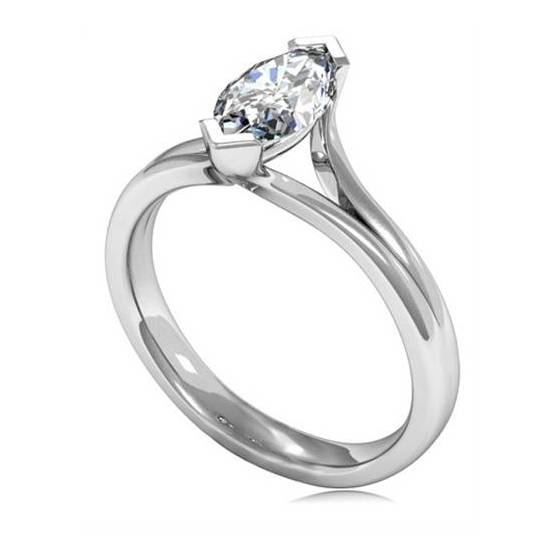 0.53ct SI2/F Marquise cut Natural Diamond Solitaire Ring