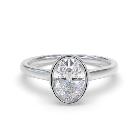 0.30ct VS2/D Oval Cut Lab Grown Diamond Bezel Set Ring