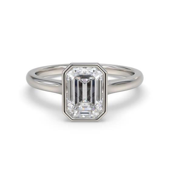 Emerald Diamond Bezel Set Solitaire Ring