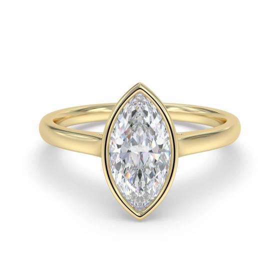 0.30ct SI2/G Marquise Cut Labgrown Diamond Bezel Set Solitaire Ring