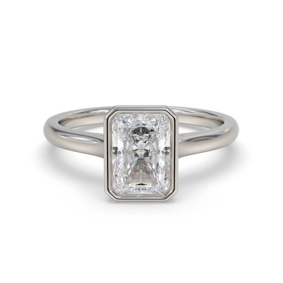 1.50ct VS1/F Radiant Cut Labgrown Diamond Bezel Set Solitaire Ring