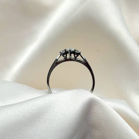 0.34ct SI/F Marquise Cut Natural Diamond Trilogy Ring