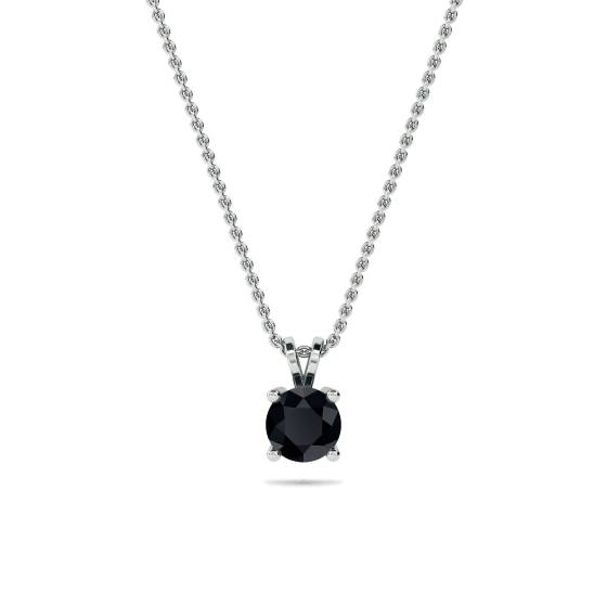 0.35ct Black Round Cut Diamond Solitaire Pendant