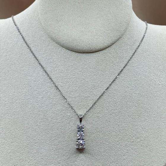0.73ct SI/F-G Round Cut Natural Diamond Trilogy Pendant