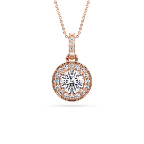 Round Diamond Double Halo Pendant