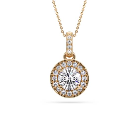 Round Diamond Double Halo Pendant
