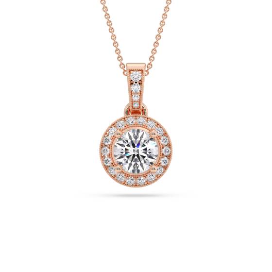 Round Diamond Single Halo Pendant
