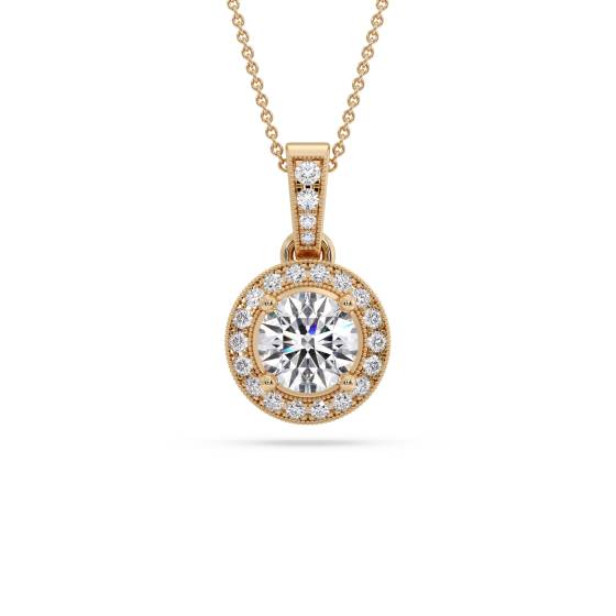 Round Diamond Single Halo Pendant